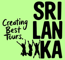 Sri Lanka Creating Best Tours Typography with Jumping People Silhouettes Travel Agency Adventure Logo Vector Design