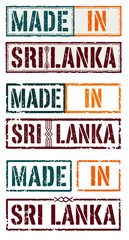 Made in Sri Lanka Rubber Stamp Set Grunge Texture Product Origin Label Manufacturing Badge Vector Collection