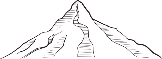Black and white sketch of a majestic mountain peak drawing © Musfiqur
