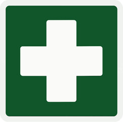Obraz premium First aid station sign sticker symbol showing medical emergency assistance emblem cross vector