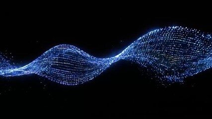 Elegant slow motion glowing particle wave form, Abstract futuristic motion background for presentations and events. Seamless loop - Powered by Adobe