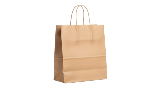 Simple Isolated Brown Paper Shopping Bag with Handle for Retail