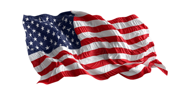american flag isolated on white  transparent background , png 