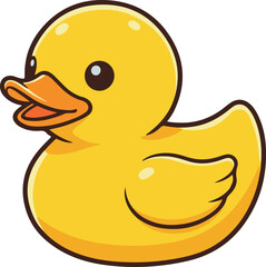 Fototapeta premium Classic yellow rubber duck toy, cute bath time cartoon vector illustration