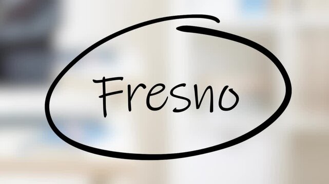 Fresno Handwriting using black marker on glass