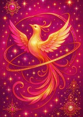 Obraz premium Vibrant mythical phoenix wallpaper