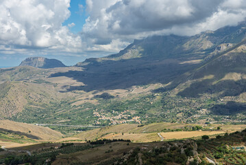 Caltavuturo, a historic Sicilian mountain town in the Madonie Mountains, featuring its medieval...