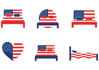 Bed illustration with creative doodles and copy space