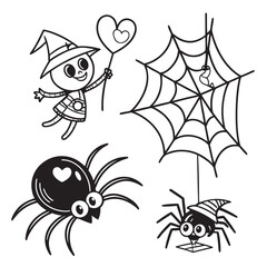 cute doodle icons of spiders smilings pider.svg