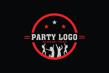 Party Dance Club Logo vector illustration with circle - party logo
