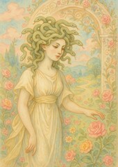 Naklejka premium Mythical elegance in pastel hues.