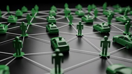 Miniature green soldiers and tanks stand on a network It evokes strategy conflict competition decision making and the consequences of war or a simulated conflict - Powered by Adobe