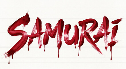 Samurai word painted with red dripping paint