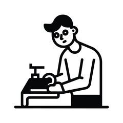 Minimalist Black Line Drawing of a Writer at Work