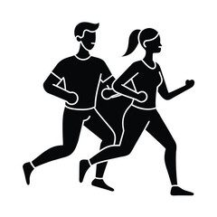 Couple Jogging Together Single Line Drawing