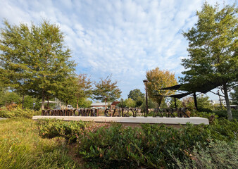 Downtown Cary Park, a newly renovated park with a cafe, activities and a dog play area