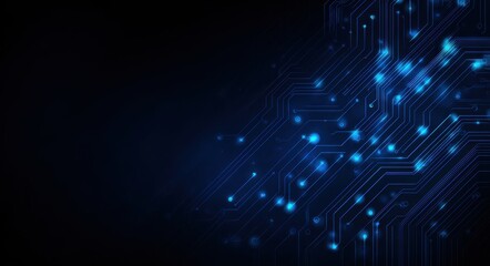 abstract blue circuit board technology background, copy space