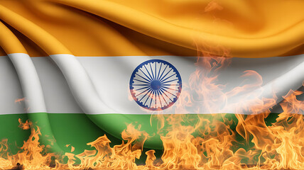 Vibrant flag of a nation with saffron, white, green, and a central blue wheel design.