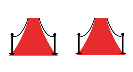 A minimalistic illustration featuring two red carpets with black rope barriers