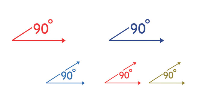 Illustrating right angles with arrows showing direction and degree measurement