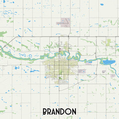Brandon City Map Urban Layout with River and Grid Structure