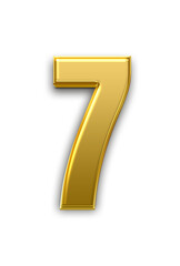 Golden number 7 with shining golden effect 3d 