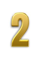3d golden number 2 with shining golden text effect 