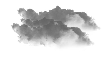 Dark Storm Clouds Isolated on White Background. Heavy Dramatic Smoke Overlay for Weather Effects,...