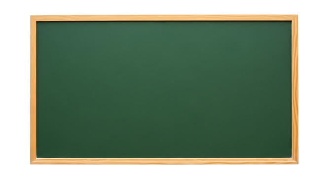 Blank green chalkboard with a wooden frame isolated on transparent background - Powered by Adobe