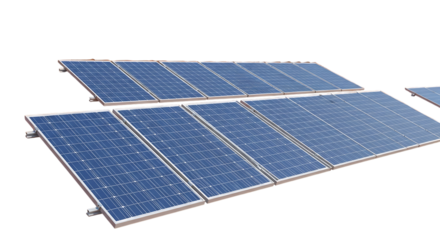 Solar panels array isolated on transparent background