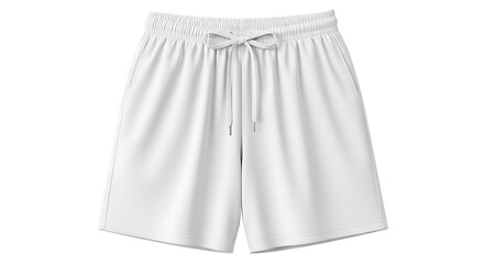 White athletic shorts with drawstring isolated on transparent background