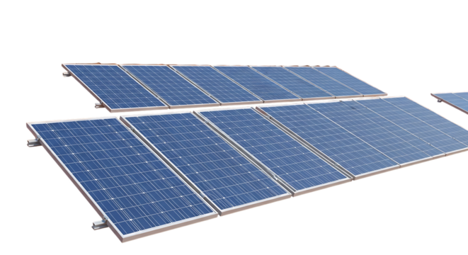 Solar panels array isolated on transparent background