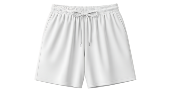 White athletic shorts with drawstring isolated on transparent background
