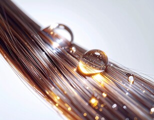 ヘアオイルが髪に潤いと光沢を与えるトリートメントイラスト ジェネレーティブAI