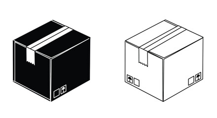 Two cardboard boxes in contrasting shades one black and one white
