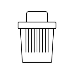 Outline of a simple trash can with a handle on top on transparent background