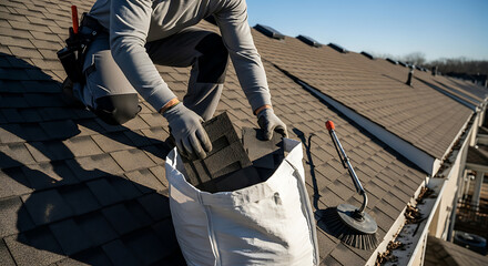 Roofer Working on Residential Roof