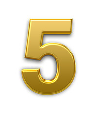 Number 5 golden 3d shining text effect 