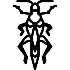 Black Outline Illustration of an Insect on a White Background with Transparent Details Perfect for Design Projects