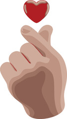 Obraz premium Vector illustration of a hand gesture with crossed fingers forming a mini heart, symbolizing love, affection, and appreciation