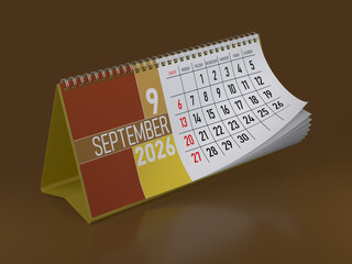 Desktop calendar showing September 9th, 2026, planning future events and managing time efficiently