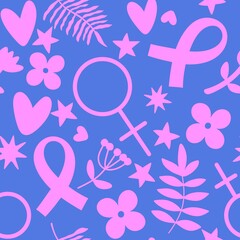 Breast cancer month seamless pink ribbon day mammogram pattern for medical accessories and medicine textiles