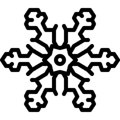 Black Snowflake Icon on Transparent Background Abstract Geometric Winter Symbol