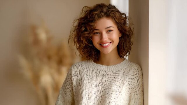 Minimalist portrait in mocha and cream tones, fashion concept photography highlighting caffeine-inspired autumn aesthetics.