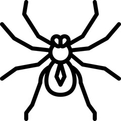 Black Outline Spider Icon on Transparent Background Simple Minimalist Graphic Illustration