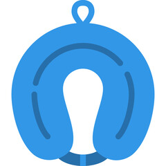 Blue Travel Neck Pillow with Loop for Hanging Simple Flat Icon Design on Transparent Background