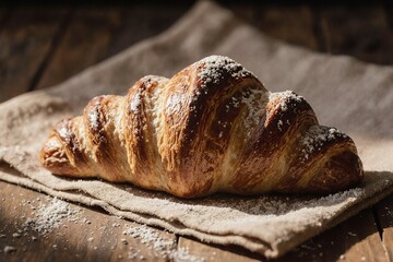 Croissant with powdered sugar on top