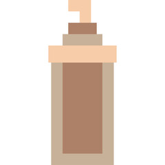A Flat Design Illustration of a Beige and Brown Cosmetic Spray Bottle With a White Cap On A Transparent Background Representing Beauty and Skincare Products