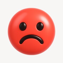 Fototapeta premium Red sad emoji face illustration.