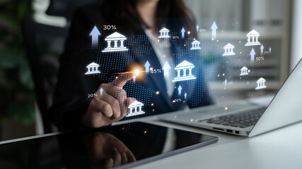 Fototapeta premium Online banking and digital banking innovation combining finance and technology, optimizing online banking systems, mobile banking services, and fintech for seamless experience. Spline